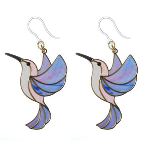 Colorful Hummingbird Dangles Hypoallergenic Earrings for Sensitive Ears Made with Plastic Posts