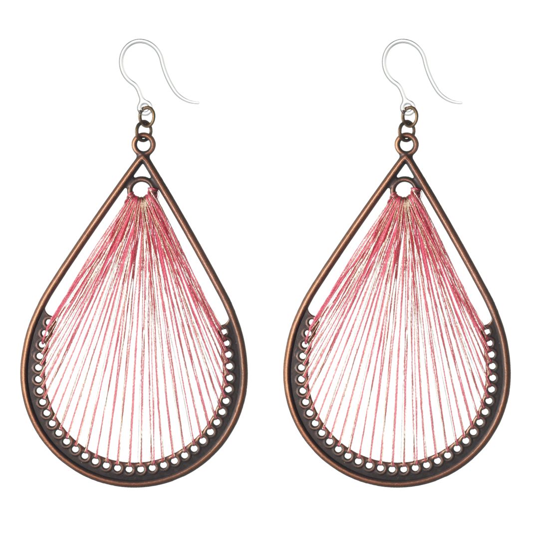 Bronze String Teardrop Dangles Hypoallergenic Earrings for Sensitive Ears Made with Plastic Posts