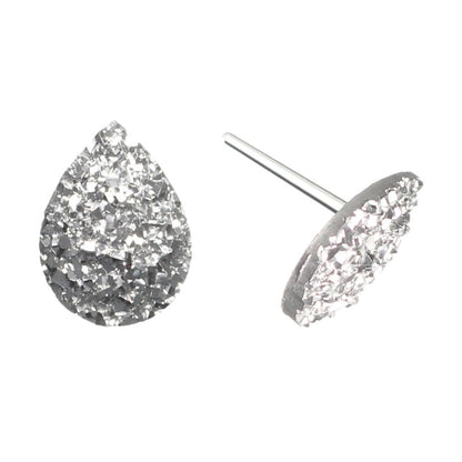 Teardrop Faux Druzy Studs Hypoallergenic Earrings for Sensitive Ears Made with Plastic Posts