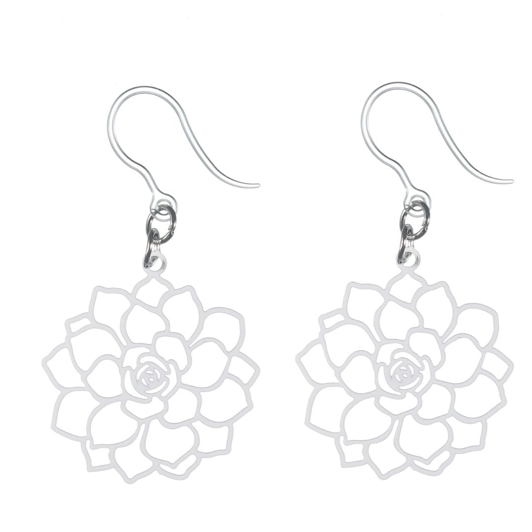 Filigree Rose Earrings (Dangles) - white