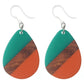  Color Block Wooden Celluloid Teardrop Earrings (Dangles) - opaque teal/orange