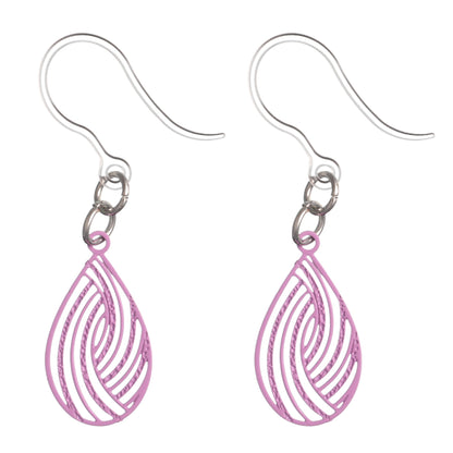 Petite Teardrop Swirl Dangles Hypoallergenic Earrings for Sensitive Ears with Plastic Posts