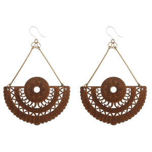 Exaggerated Stamped Wooden Earrings (Dangles) - 2