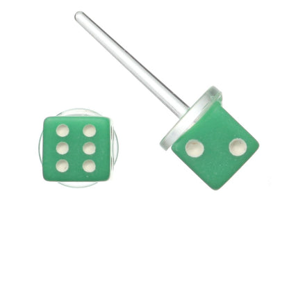 Dice Studs Hypoallergenic Earrings for Sensitive Ears Made with Plastic Posts