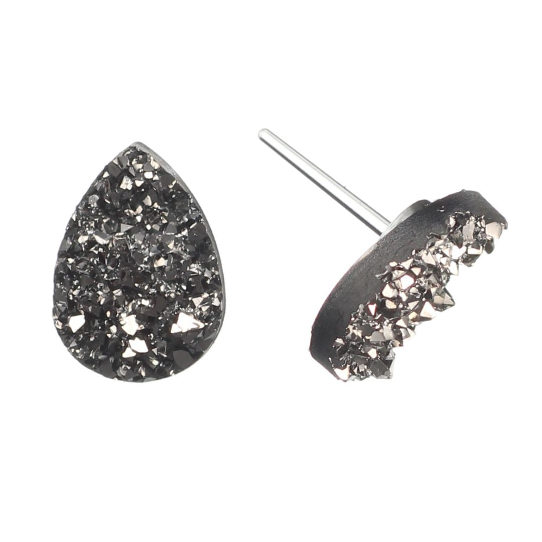 Teardrop Faux Druzy Studs Hypoallergenic Earrings for Sensitive Ears Made with Plastic Posts