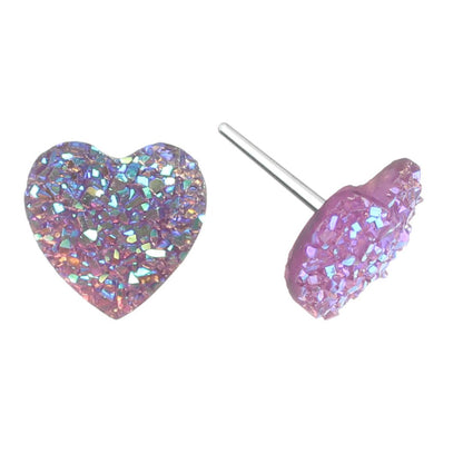 Faux Druzy Heart Studs