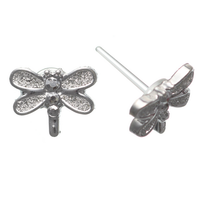 Shimmery Dragonfly Studs Hypoallergenic Earrings for Sensitive Ears with Plastic Posts