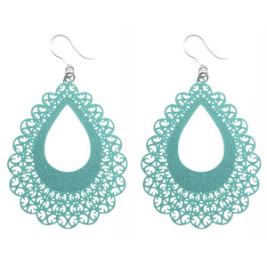 Large Lace Teardrop Earrings (Dangles) - turquoise