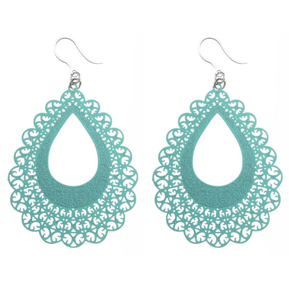 Large Lace Teardrop Earrings (Dangles) - turquoise