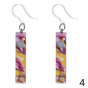 Celluloid Bar Dangles Hypoallergenic Earrings for Sensitive Ears Made with Plastic Posts
