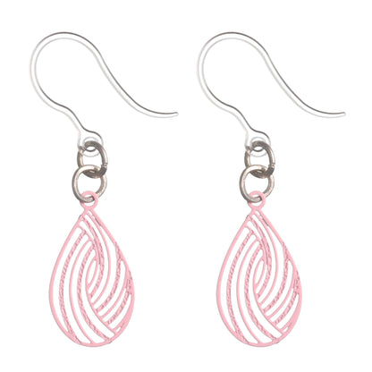 Petite Teardrop Swirl Dangles Hypoallergenic Earrings for Sensitive Ears with Plastic Posts