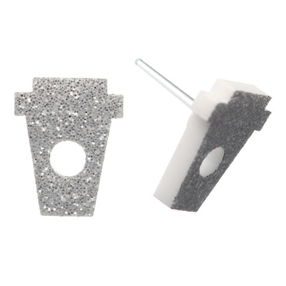 Coffee Cup Earrings (Studs) - glitter