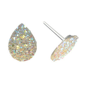 Teardrop Faux Druzy Studs Hypoallergenic Earrings for Sensitive Ears Made with Plastic Posts