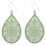 Stained Glass Teardrop Dangles Hypoallergenic Earrings for Sensitive Ears Made with Plastic Posts - Light Green
