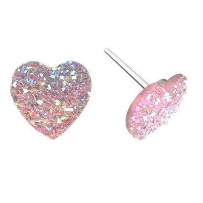 Faux Druzy Heart Studs