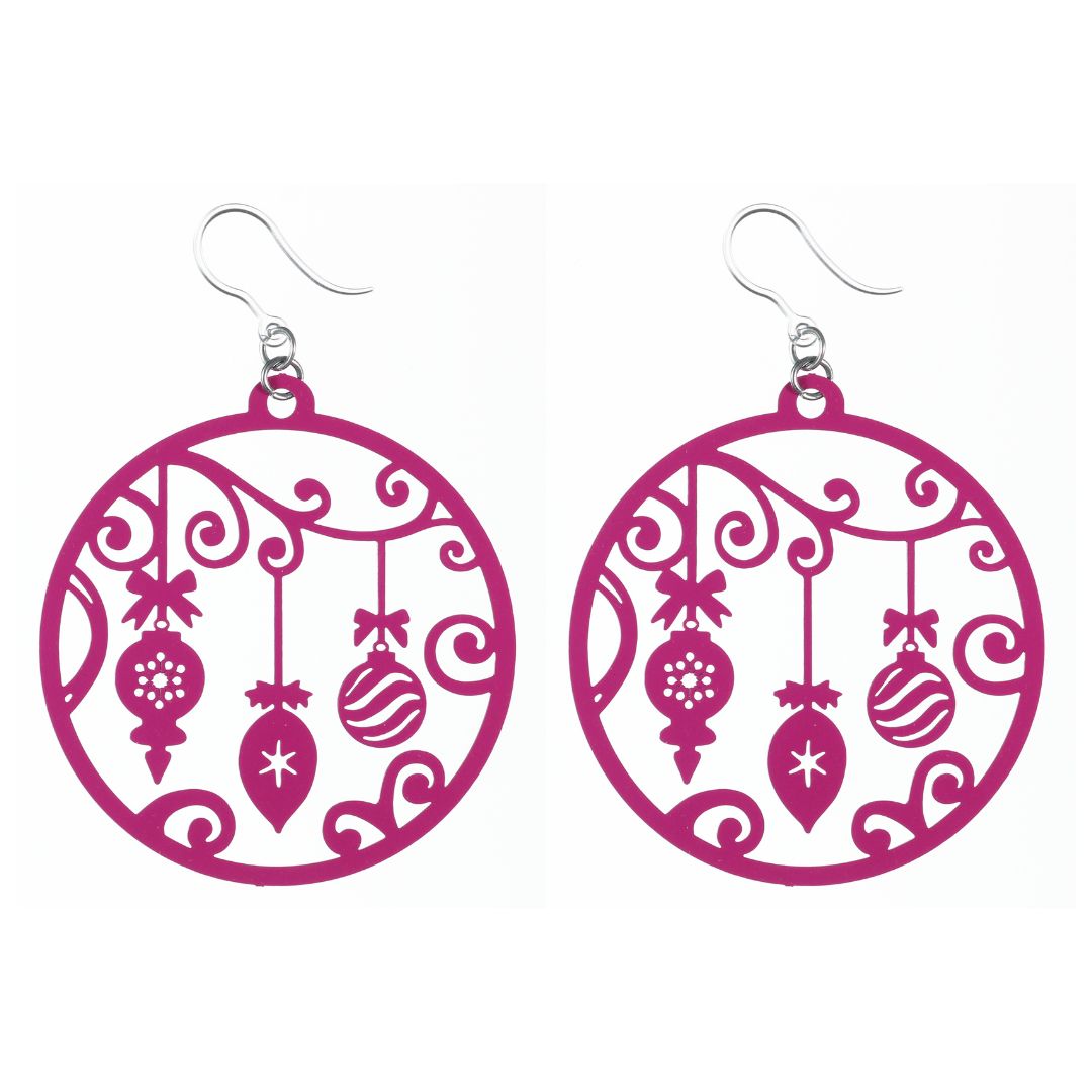 Large Ornament Dangles Hypoallergenic Earrings for Sensitive Ears Made with Plastic Posts Pink