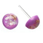Gold Fleck Button Earrings (Studs) - purple