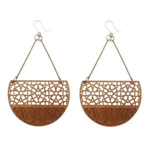 Exaggerated Stamped Wooden Earrings (Dangles) - 1