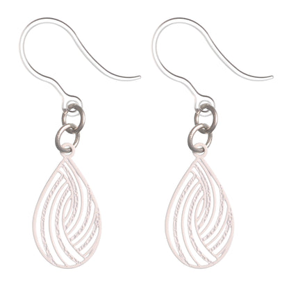Petite Teardrop Swirl Dangles Hypoallergenic Earrings for Sensitive Ears with Plastic Posts