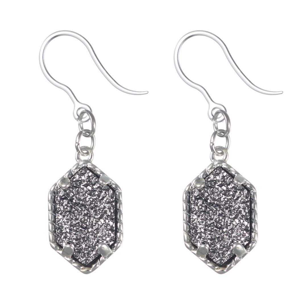 Petite Faux Druzy Drop Dangles Hypoallergenic Earrings for Sensitive Ears Made with Plastic Posts