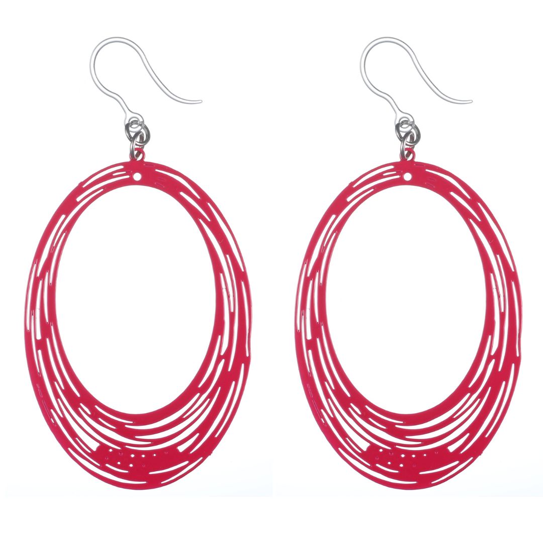 Swirly Oval Dangles Hypoallergenic Earrings for Sensitive Ears Made with Plastic Posts