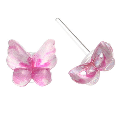 Glassy Butterfly Studs Hypoallergenic Earrings for Sensitive Ears with Plastic Posts