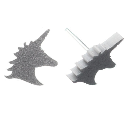 Glitter Unicorn Earrings (Studs) - silver