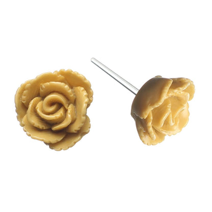Vintage Rose Earrings (Studs) - goldenrod