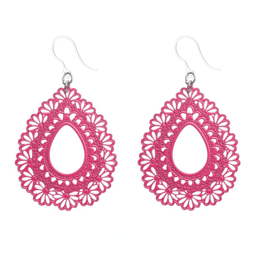 Lacey Floral Teardrop Dangles Hypoallergenic Earrings for Sensitive Ears Made with Plastic Posts