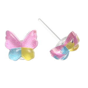 Glassy Butterfly Studs Hypoallergenic Earrings for Sensitive Ears with Plastic Posts