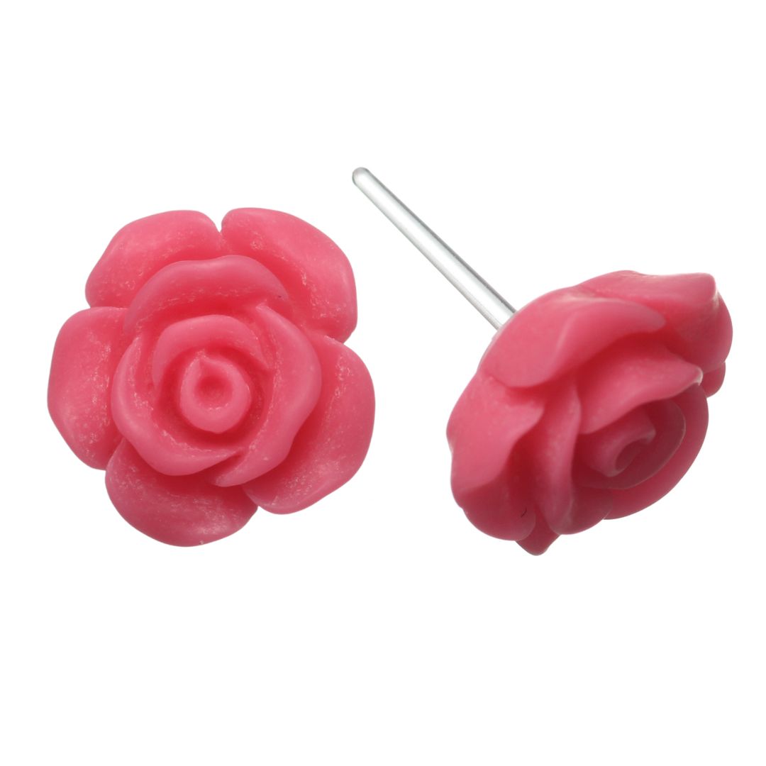 Lovisa Pink Coated Rose Stud Earrings Light Pink