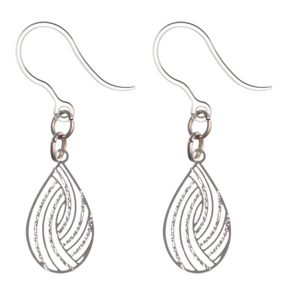 Petite Teardrop Swirl Dangles Hypoallergenic Earrings for Sensitive Ears with Plastic Posts