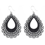 Large Lace Teardrop Earrings (Dangles) - black