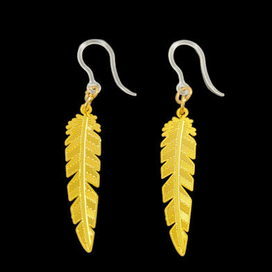 Dainty Feather Earrings (Dangles) - gold