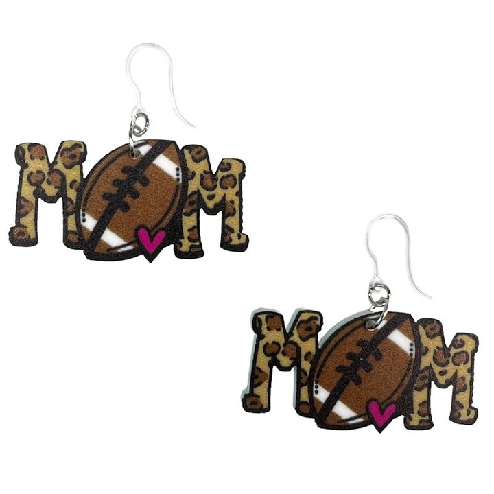 Leopard Sports Mom Earrings (Dangles) - Football