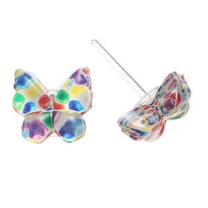 Glassy Butterfly Studs Hypoallergenic Earrings for Sensitive Ears with Plastic Posts