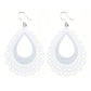 Large Lace Teardrop Earrings (Dangles) - white