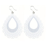 Large Lace Teardrop Earrings (Dangles) - white