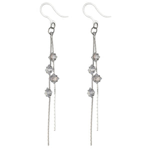 Faux Diamond String Earrings (Dangles) - silver
