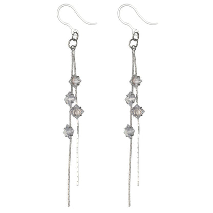 Faux Diamond String Earrings (Dangles) - silver