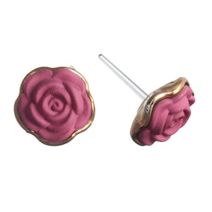 Gold Rimmed Rose Studs