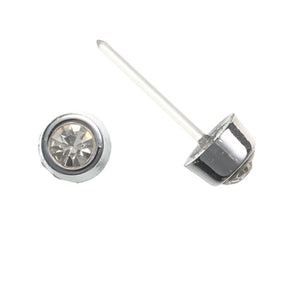 Tiny Silver-Plated Rhinestones Studs Hypoallergenic Earrings for Sensitive Ears Made with Plastic Posts