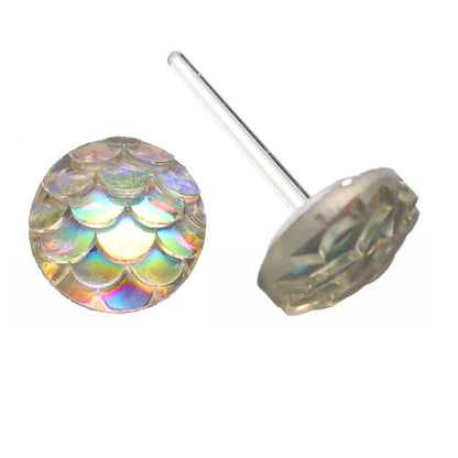 Mermaid Studs Hypoallergenic Earrings for Sensitive Ears with Plastic Posts