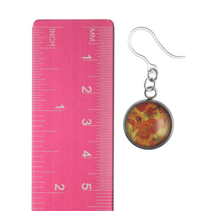 Glass Van Gogh Sunflowers Dangles Hypoallergenic Earrings for Sensitive Ears Made with Plastic Posts