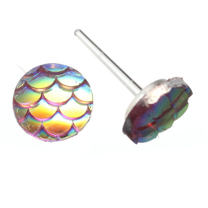 Mermaid Studs Hypoallergenic Earrings for Sensitive Ears with Plastic Posts