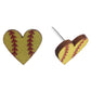 Wooden Softball Earrings (Studs) - heart