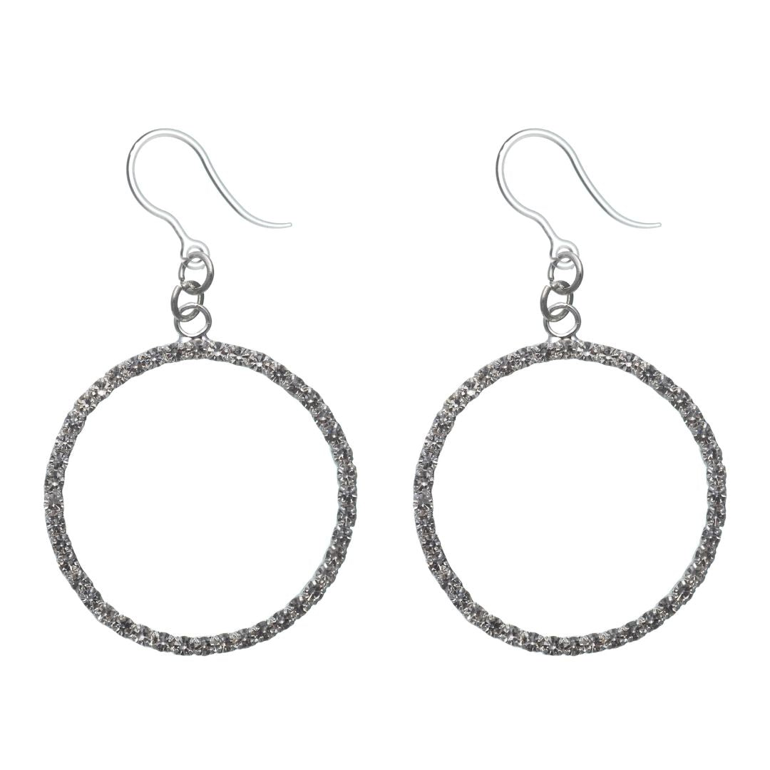 Rhinestone Hoop Drop Earrings (Dangles)