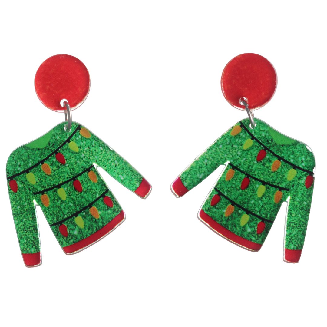 Exaggerated Ugly Christmas Sweater Earrings (Dangles) - stud