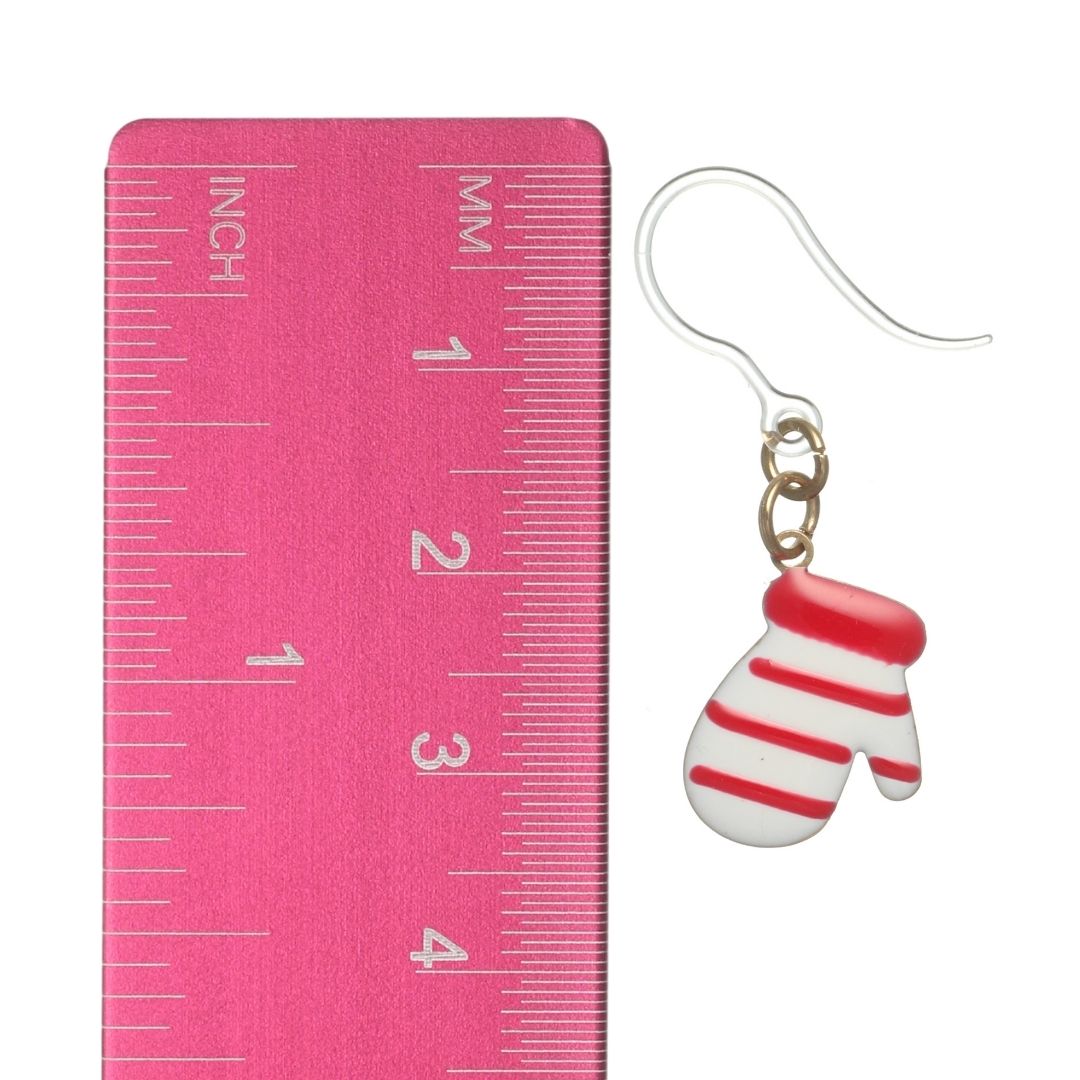 Striped Mittens Earrings (Dangles) - size