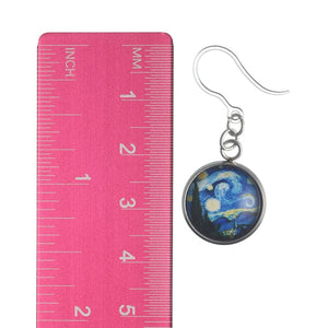 Glass Van Gogh Starry Night Dangles Hypoallergenic Earrings for Sensitive Ears Made with Plastic Posts